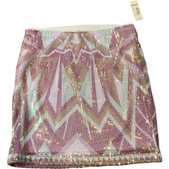 Decree sequin skirt Pink and White mini medium NWT - Picture 3 of 7